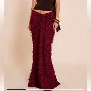 Burgundy Textured Maxi Skirt - Pretty Little Thing